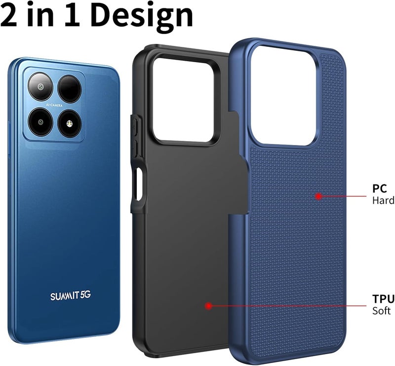 Mocotto for Boost Summit 5G Case with Tempered Glass Screen Protector,Dual Layer Heavy Duty Shockproof Protection (Boost Summit 5G,Blue) - Image 3